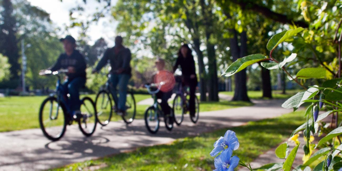 Students on bikes