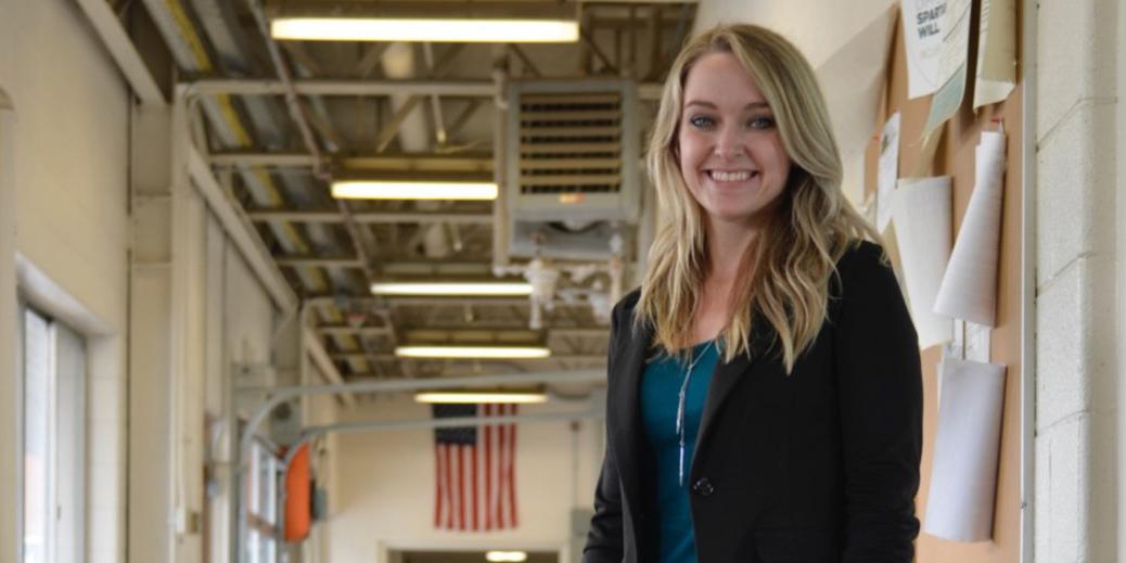 photo of sabrina hebeler standing in IPF building hallway