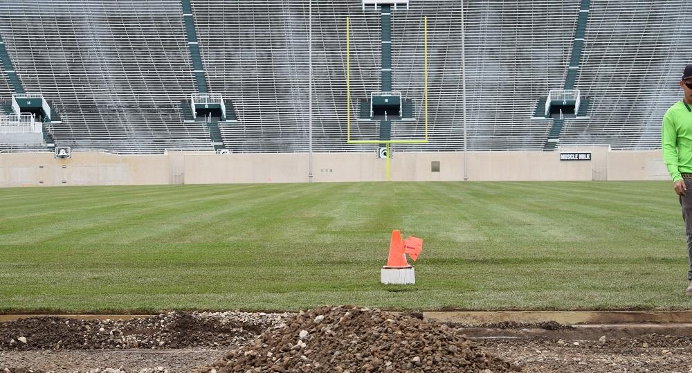 Photo of sod removal at Spartan Stadium