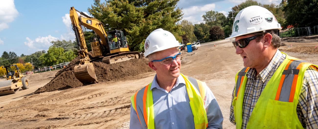 Photo of planning design and construction staff at construction site