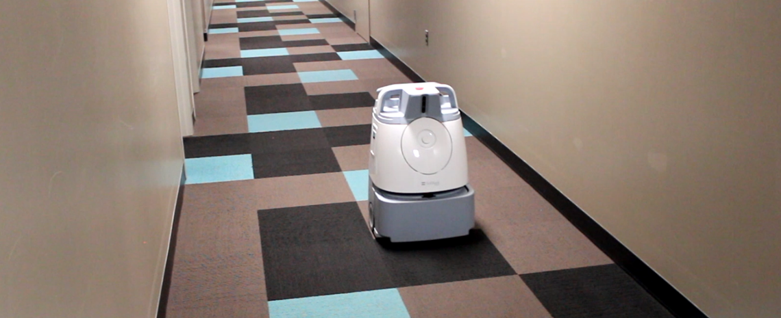 WHIZ autonomous vacuum operating in the MSU Broad Business Complex