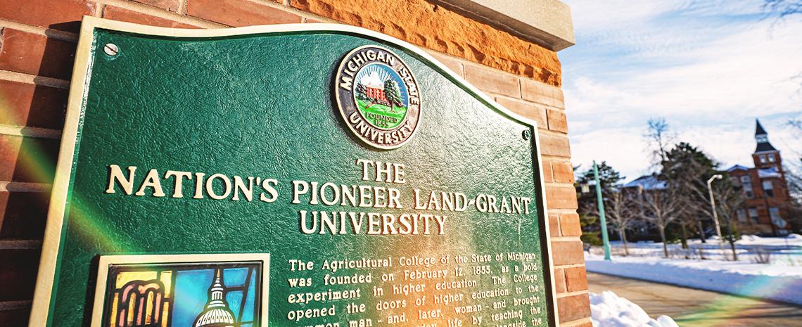 MSU National Pioneer Land-Grant University placard