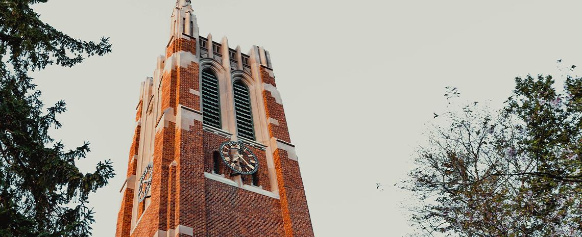 Beaumont Tower surrounded by trees