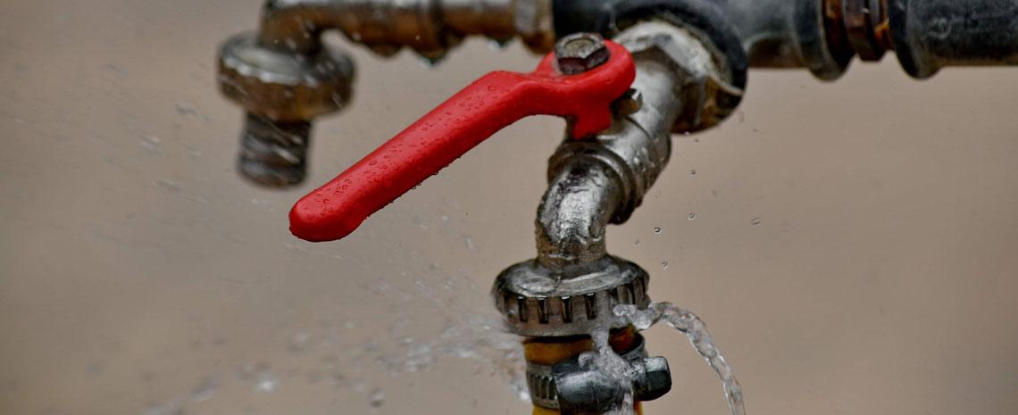 a stop valve on a water pipe