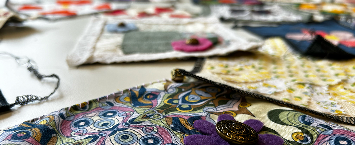 Assorted textiles that were made by students during Student Upcycle Fridays