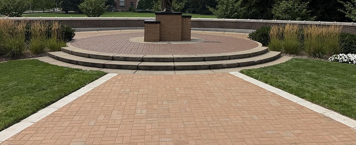 beautiful bricks laid in front of the Spartan Statue