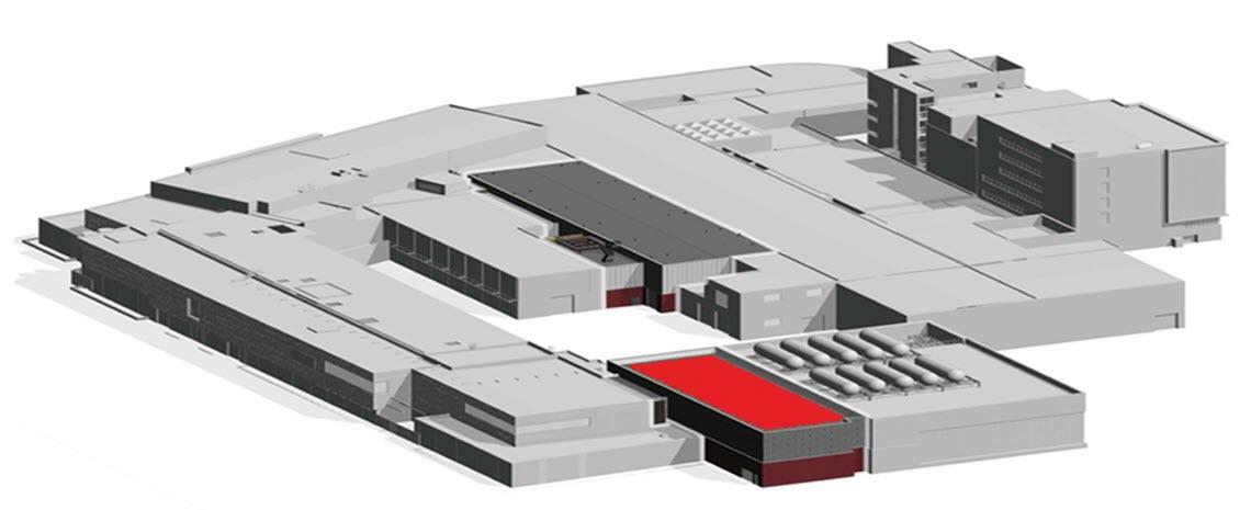 artist rendering of f-rib complex showing location of new cryogenic assembly building