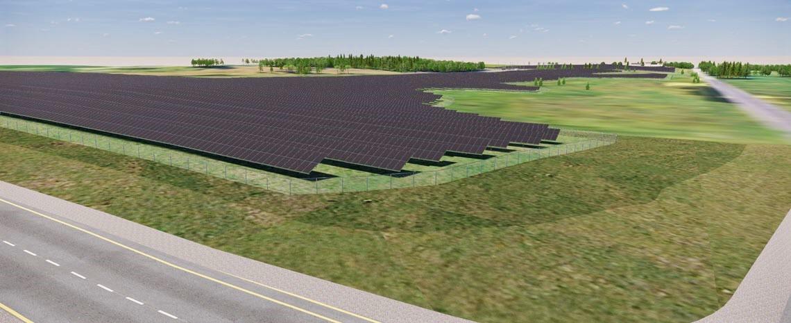 Artist rendering of solar farm looking north from the jolly and hagadorn roads intersection