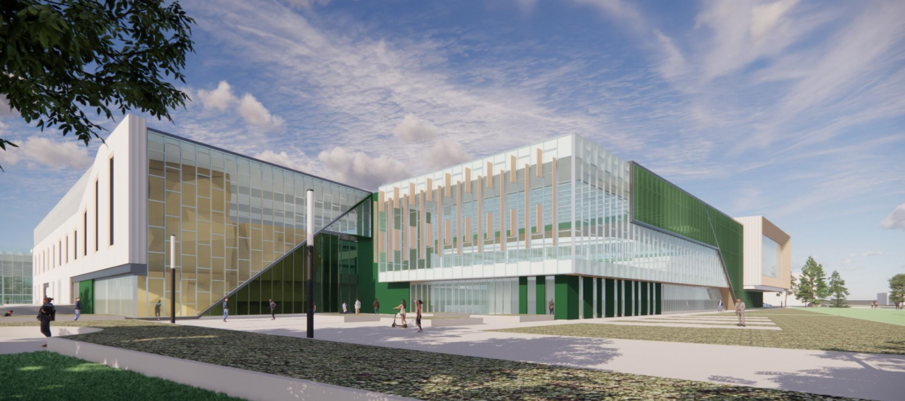 Aerial rendering of conceptual design of the proposed center.