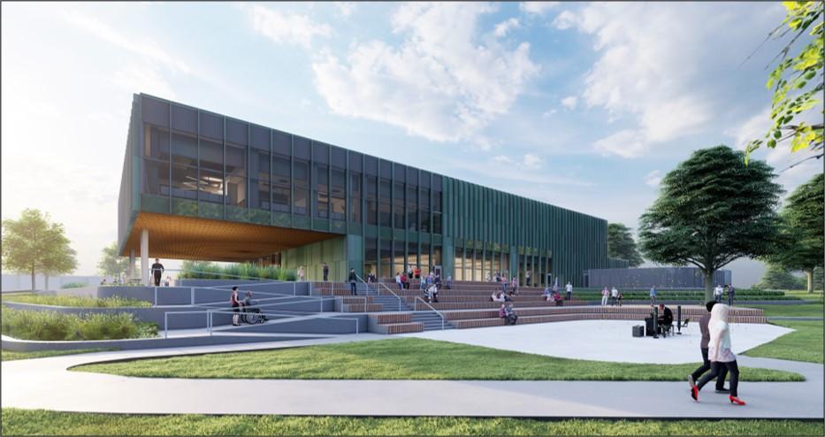 Rendering of the exterior of the Multicultural Center