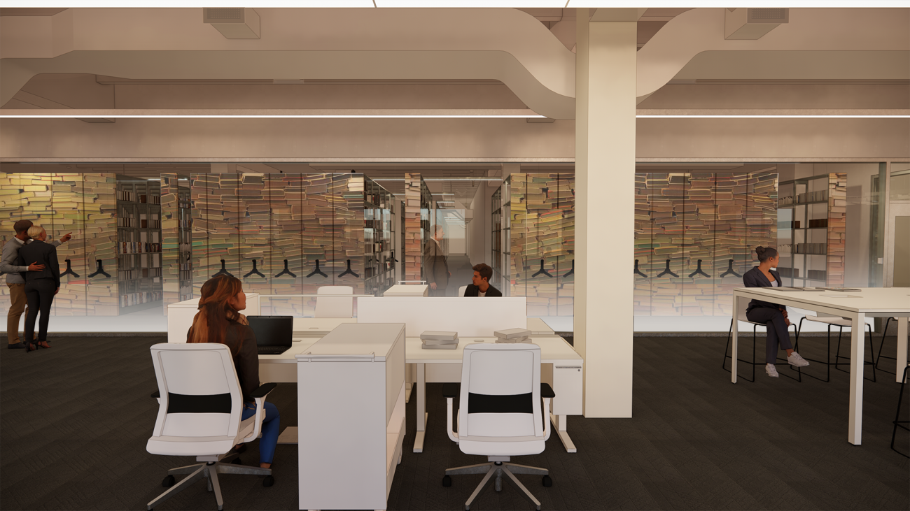 Interior rendering of what the special collections will look like.